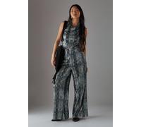 Warehouse Women's Petite Snake Sequin Cowl Neck Drop Waist Jumpsuit in Green | Size: 8 Warehouse Green 8