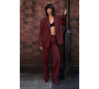 Warehouse Women's Pinstripe Oversized Grandad Blazer Co-ord in Choc Brown | Size: 14