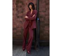 Warehouse Women's Pinstripe Turn Up Wide Leg Trouser co ord in Choc Brown | Size: 8 Warehouse Choc Brown 8