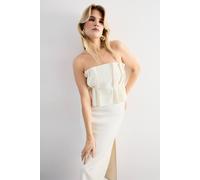 Warehouse Women's Pleated Bodice Column Midi Dress in Ivory | Size: 18