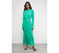 Warehouse Women's Plisse Belted Column Midi Dress in Bright Green | Size: 8 Warehouse Bright Green 8
