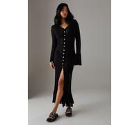 Pointelle Button Down Knitted Midaxi Dress Warehouse Black S