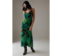 Warehouse Women's Premium Burnout Cowl Neck Strappy Midi Slip Dress in Green | Size: 16 Warehouse Green 16