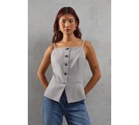 Warehouse Women's Premium Pinstripe Strappy Waistcoat in Grey | Size: 12 Warehouse Grey 12