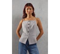 Warehouse Women's Premium Pinstripe Strappy Waistcoat in Grey | Size: 6