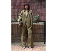 Warehouse Women's Premium Satin Clean Waistband Flare Trousers Co-ord in Olive | Size: 8 Warehouse Olive 8