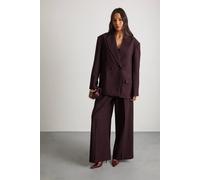 Warehouse Women's Premium Tailored Double Pleat Wide Leg Trousers in Chocolate | Size: 10 Warehouse Chocolate 10