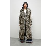 Warehouse Women's PU Leopard Print Trench Coat | Size: 10 Warehouse Leopard 10