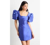 Warehouse Women's Puff Sleeve A-Line Mini Dress in Blue | Size: 12