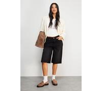 Warehouse Women's Raw Edge Low Waist Dad Shorts in Washed Black | Size: 10 Warehouse Washed Black 10