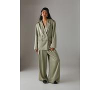 Warehouse Women's Raw Edge Relaxed Satin Blazer in Khaki | Size: 12 Warehouse Khaki 12