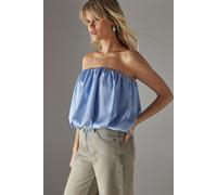 Warehouse Women's Satin Bubble Bandeau Bodysuit in Pale Blue | Size: 10 Warehouse Pale Blue 10