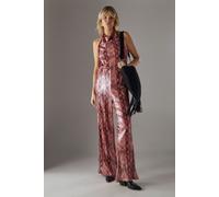 Warehouse Women's Snake Sequin Cowl Neck Drop Waist Jumpsuit in Orange | Size: 12 Warehouse Orange 12