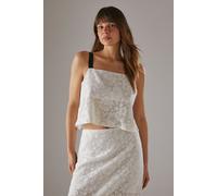 Warehouse Women's Tablecloth Crochet Strappy Crop Top in Ivory | Size: 10 Warehouse Ivory 10