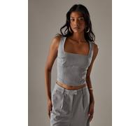 Warehouse Women's Tailored Square Neck Corset Top in Ash Grey | Size: 16