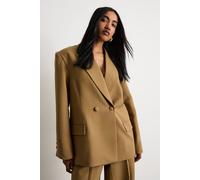 Warehouse Women's The Premium Oversized Tailored Blazer in Beige | Size: 16 Warehouse Beige 16