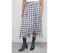 Warehouse Women's Tony Check Chiffon Asymmetric Midi Skirt in Black | Size: 8