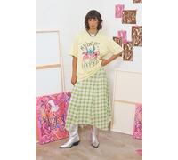 Warehouse Women's Tony Check Chiffon Asymmetric Midi Skirt in Green | Size: 12 Warehouse Green 12