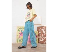 Warehouse Women's Tony Low Waist Lace Up Wide Jean in Mid Blue | Size: 10 Warehouse Mid Blue 10