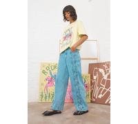 Warehouse Women's Tony Low Waist Lace Up Wide Jean in Mid Blue | Size: 12 Warehouse Mid Blue 12