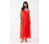 Warehouse Women's Tulle Strappy Bandeau Maxi Dress in Red | Size: 6