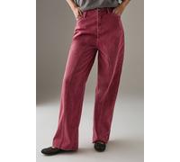 Warehouse Women's Washed Raw Waist Seam Detail Denim Dad Jean in Raspberry | Size: 6 Warehouse Raspberry 6