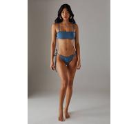 Warehouse Women's Whipstitch Detail Bikini Bottom in Blue | Size: 16