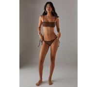 Warehouse Women's Whipstitch Detail Bikini Bottom in Chocolate | Size: 12 Warehouse Chocolate 12
