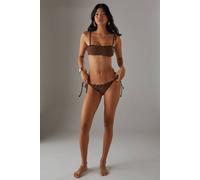 Warehouse Women's Whipstitch Detail Bikini Bottom in Chocolate | Size: 16