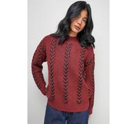 Warehouse Women's Whipstitch Detail Oversized Jumper in Dark Red | Size: Large