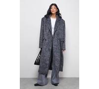 Warehouse Women's Wool Look Structured Shoulder Coat in Charcoal | Size: 14