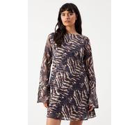 Warehouse Women's Zebra Burnout Chiffon Bias Tie Back Mini Dress in Brown | Size: 10 Warehouse Brown 10