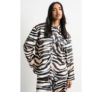 Warehouse Women's Zebra Printed Oversized Satin Shirt | Size: 14 Warehouse Zebra 14