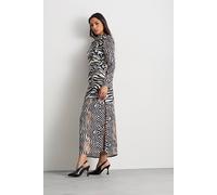 Warehouse Women's Zebra Printed Satin Panelled Maxi Dress in Animal | Size: 14 Warehouse Animal 14