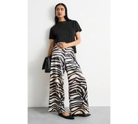 Warehouse Women's Zebra Printed Satin Tailored Trousers | Size: 6