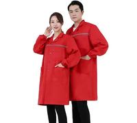 Warehouse Work Coat Overall Factory Dust Coat Garage Work Jacket Mechanical Hard Workwear Paint Over Coat for Mens (Red, L)