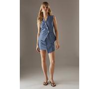 Warehouse Wrap Front Asymmetric Mini Skirt In True Blue true blue 16