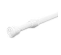 Warehouseshop WSS - White Extendable Telescopic Voile Tension Shower Curtain Holder Curtain Rail Loaded Pole Rod Bath Window (29.5-52.6cm)