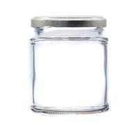 Wares of Knutsford 12 x 190ml (8oz) Glass Jam Jars with Lids - Straight Sided Preserving Jars for Jam, Honey, Chutney, Marmalade & Crafts (Silver Lids)