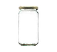 Wares of Knutsford 1lb / 370ml Airtight Glass Jam Jars with Coloured Twist Lids | Preserving Jars for Jam, Honey, Chutney & Marmalade | Dishwasher Safe (Gold Lids, 12)