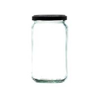 Wares of Knutsford 1lb / 370ml Airtight Glass Jam Jars with Coloured Twist Lids | Preserving Jars for Jam, Honey, Chutney & Marmalade | Dishwasher Safe (Black, 24)