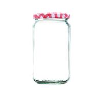 Wares of Knutsford 1lb Glass Jam Jars with Traditional Red Gingham Lids | 370ml Glass Jar for Honey & Preserves (Pack of 192)