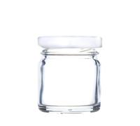 Wares of Knutsford 200 x Mini Glass Jam Jars (41ml) Empty Sample Jar - Jams Marmalade with Twist Off Lid (200 x White Lid)