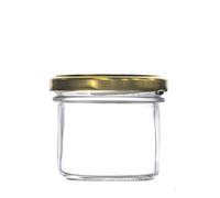 Wares of Knutsford Bonta Glass Jam Jar, 125ml Pack 36 Gold Lid Preserving Pickling Sweets Homemade Chutney Marmalade