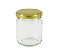 Wares of Knutsford Glass Jam Jars 228ml (8oz) Pack 24 Gold Lid Home Preserving Marmalade Jams Chutney