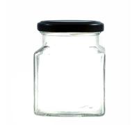 Wares of Knutsford Square Clear Glass Jam Jars 282ml Black Lid Pack 12 Marmalade Honey Home Preserving
