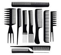 WARESHARK 10Pcs Hairdressing Comb Set Hair Styling Kit Professional Barber Gift Black Colour Set Portable Set Hair Care for Men & Women