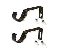 WARESHARK 2 x Black Heavy Duty Metal Curtain Pole Bracket Holder Curtain Rod Support Wall Brackets Holders 2pcs