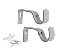 WARESHARK 2 x White Heavy Duty Metal Curtain Pole Bracket Holder Curtain Rod Support Wall Brackets Holders 2pcs