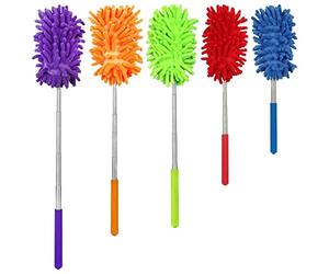 WARESHARK Feather Duster Extendable Pole Multifunctional Telescopic Long Handle Fluffy Microfibre Washable Cleaning Brush Rotating Dusting Cleaner Home Office Brush